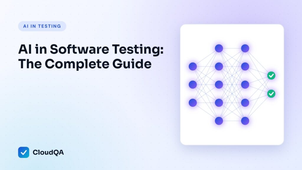 AI in Software Testing: The Complete Guide (CloudQA guide cover)