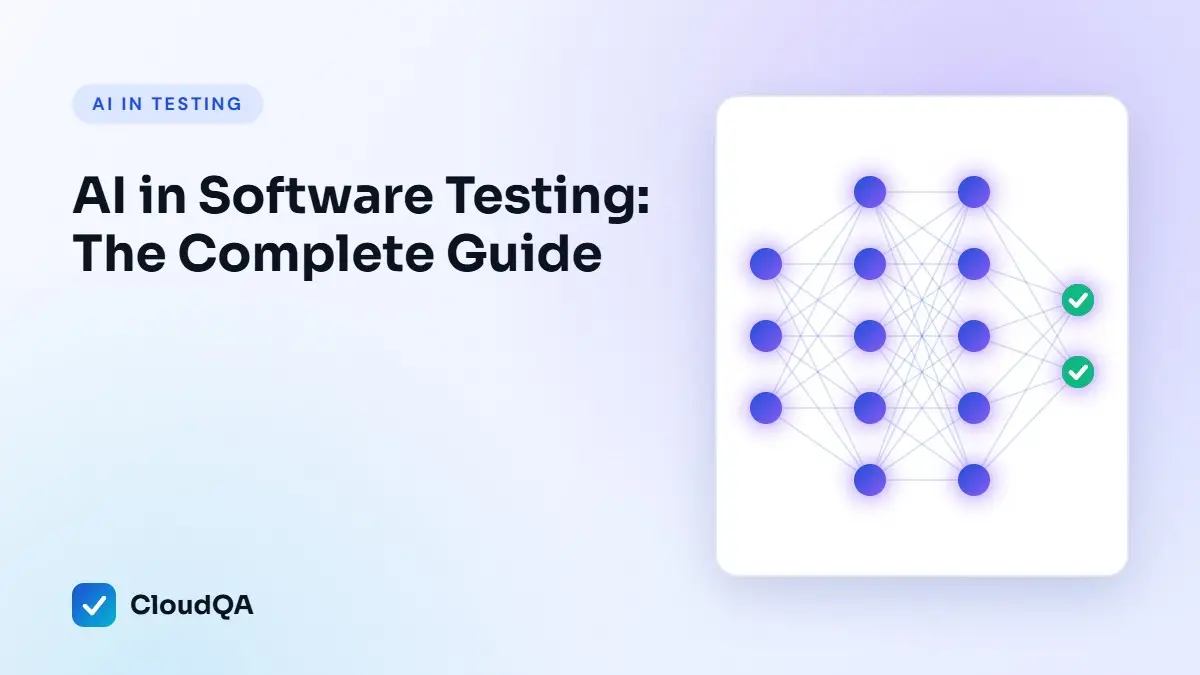 AI in Software Testing: The Complete Guide (CloudQA guide cover)