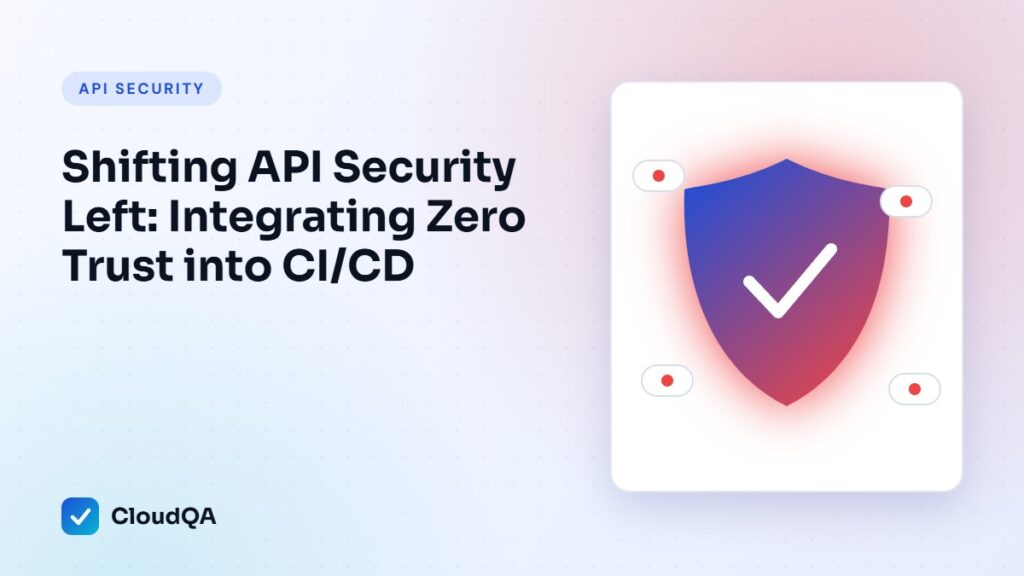 Shifting API Security Left: Integrating Zero Trust into CI/CD (CloudQA guide cover)