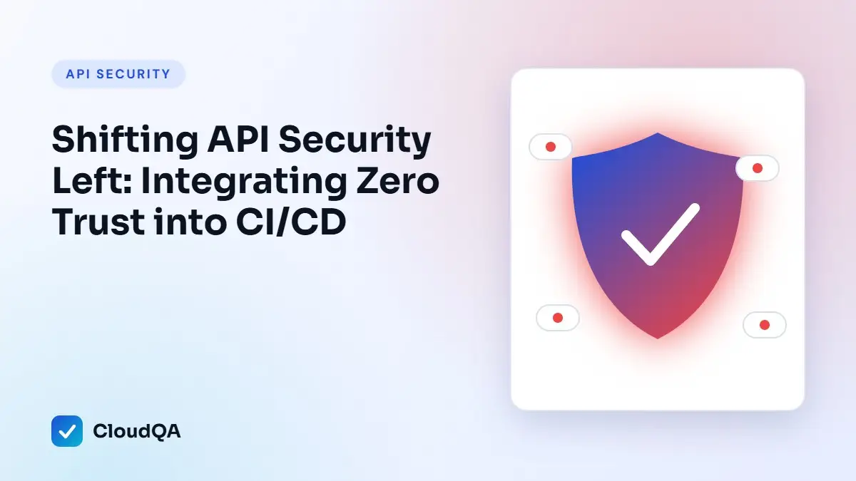 Shifting API Security Left: Integrating Zero Trust into CI/CD (CloudQA guide cover)