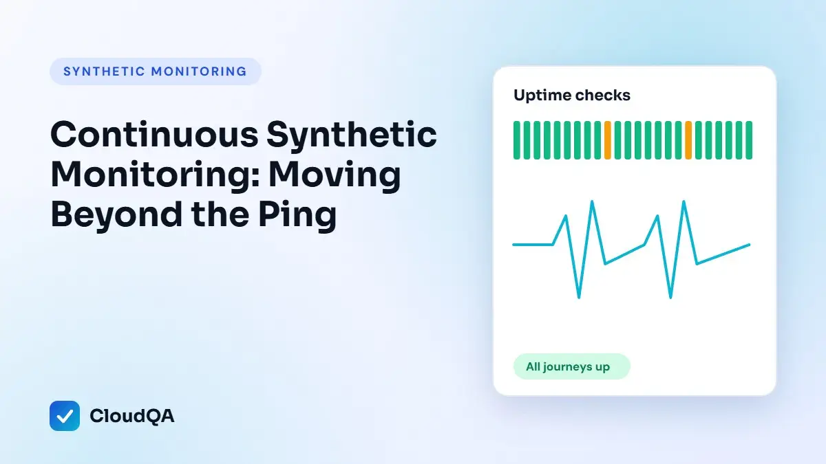 Continuous Synthetic Monitoring: Moving Beyond the Ping (CloudQA guide cover)