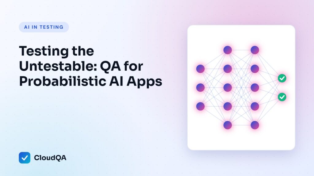 Testing the Untestable: QA for Probabilistic AI Apps (CloudQA guide cover)